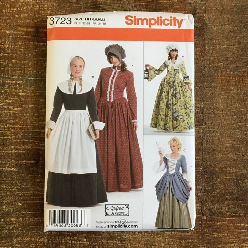 Simplicity Sewing Pattern 3723 Womens Historical Costumes Dress 6-12 UNCUT